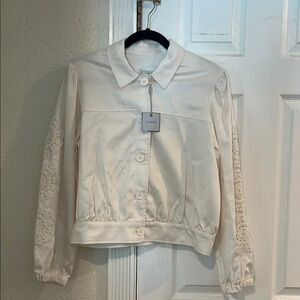 CUPIO Women's Jacket with crochet accent sleeves